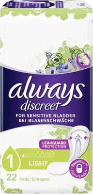 Produktbild von Always Discreet Inkontinenz-Einlagen Light 22 Stück, 22 Stück(e)