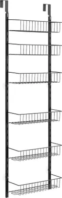 Imagen del producto de Organizador para encimera de cocina, estante de acero de 6 compartimentos, práctico panel para colgar en pared o puerta, ideal para cocina, baño y hogar, color