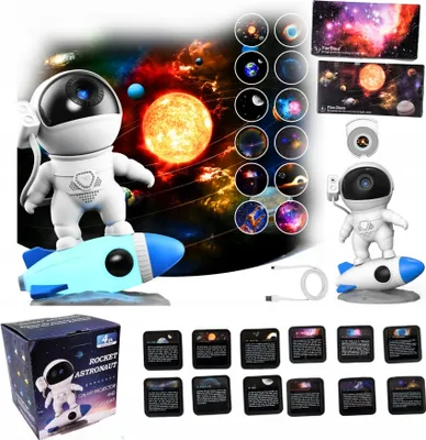 Produktbild von LED-Sternenprojektor USB 13x Discs 4K Fhd Timer 360° mit Nachtlampe LEDRGB projektor