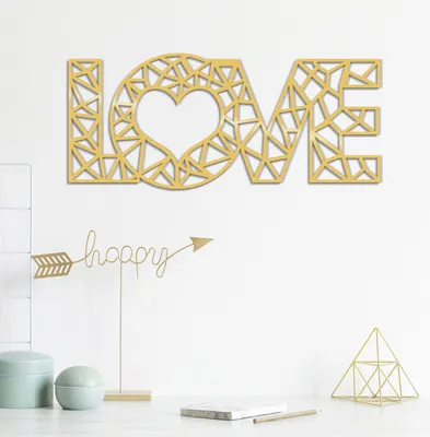 Immagine prodotto di Wallity, Love- TNL1350, Oro, Altre decorazioni per la casa, 50 x 20 cm, 100% metallo (spessore: 1