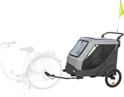 Produktbild von TRIXIE Fahrradanhänger für Hunde, schnell zusammenklappbar - grau - 87,5 × 97 × 93/150 cm
