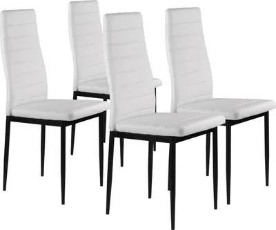 Produktbild von Set aus 4 Esszimmerstühlen für das Wohnzimmer mit , ergonomischer Rückenlehne, weiß