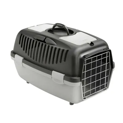 Obrázek produktu pro Carrefour Trasportino gulliver 2 con porta metallo 55x36x35 cm, Pevná zvířecí přepravka, Zvířecí přepravka do letadla, Kočka, Přední plnění, Šedá, Jednobarevný