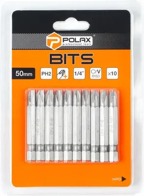 Zdjęcie produktu dla Zestaw bitów 50mm PH2 1/4" 6150CRV (10 szt) Polax