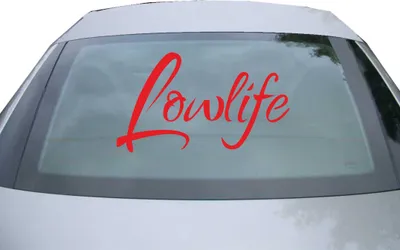 Produktbild von Indigos UG - Aufkleber Heckscheibe & Motorklappe DE2441 - rot - 600x347 mm - Lowlife - Auto Scheiben Fenster Heckklappe Tuning Racing JDM - Die cut