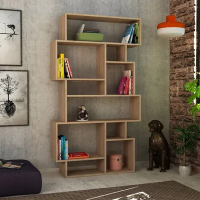 Image de Skye Decor, Karmato - Sonoma Oak, Bücherregale, Sonoma-Eiche, 96 x 168.5 x 25.5 cm