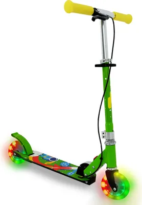 Produktbild von Klappbarer Kinder Scooter Velotouro Kinderroller mit LED Rädern, Grün-Gelb-Rot | FASports