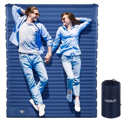 Imagen del producto de Colchón autoinflable para 2 personas, con bomba de pie, para uso en exteriores, de 190x130 cm, ideal para camping