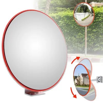 Image de Miroir de sécurité - Miroir convexe rond à large champ de vision - Réglable - 30 cm - Pour commerces, garages, cours et entrepôts