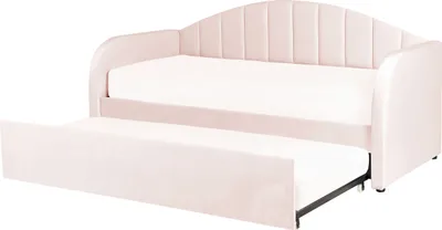 Produktbild von BELIANI Tagesbett Pastellrosa Samtstoff Gepolstert für 2 Personen mit Lattenrost 90x200 cm Ausziehbar Kinderbett Ausziehbett Kinderzimmer Gästezimmer