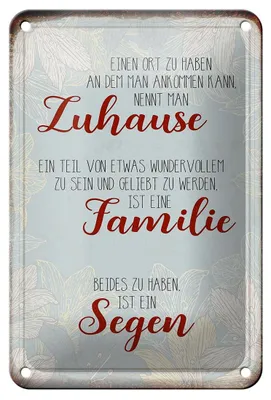 Produktbild von Blechschild Spruch 12x18cm Zuhause Familie Segen Schild