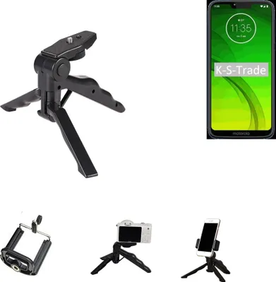 Produktbild von K-S-Trade Stativ Tisch-Ständer Dreibein Handy-Stativ Ständer kompatibel mit Motorola Moto G7 Power Mini-Stativ Smartphone Tripod Handy-Stativ aus