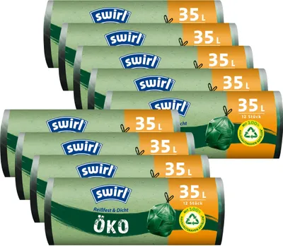 Produktbild von Swirl Öko Müllbeutel 35L 12 stk./ Rolle mit Zugband (9er Pack)
