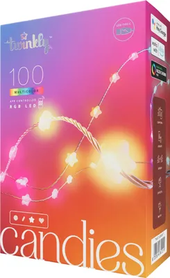 Obrázok produktu pre Twinkly Candies 100 LED 7mm STAR RGB BT+WiFi IP20 - 5V USB-C, priehľadný vodič