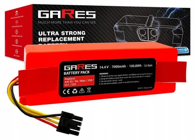 Obrázek produktu pro Gares Náhradní baterie pro Xiaomi Roborock BRR-2P4S-5200S | 14,4V 7,0 Ah Li-Ion | Vysokovýkonná baterie pro robotický vysavač | Kompatibilní s Xiaomi Roborock BRR-2P4S-5200S | Prémiová kvalita