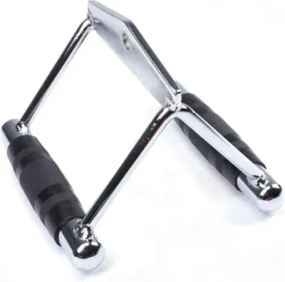 Image de Poignée à câble - Poignée en V - Poignée parallèle pour rameur et triceps - Pour musculation - Bras - 20 x 17 x 14 cm - Noir