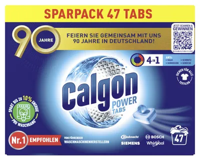Produktbild von Calgon 4-in-1 Power Tabs – Waschmachinen-Entkalker gegen Geruch, Schmutz und Kor