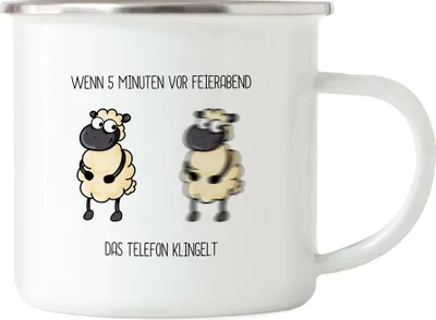 Produktbild von Feierabend Emaille Tasse Lustig mit Spruch Büro-Tasse Kollege Kollegin Chef Chefin Humor