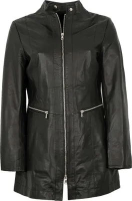 Produktbild von MADDOX - Damen Ledermantel Longjacke Lammnappa schwarz : 46