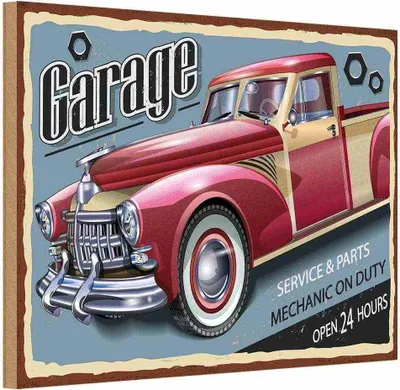 Produktbild von vianmo Holzschild 20x30 cm Auto Garage service parts open 24