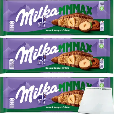 Produktbild von Milka Mmmax Nuss-Nougat-Creme Schokolade 3er Pack (3x300g Tafel) + usy Block