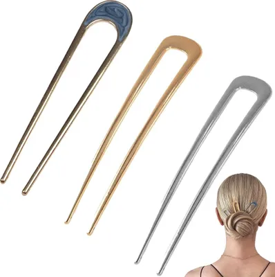 Produktbild von 3 Stück Metallhaarnadeln für dickes Haar U-förmige Haarklammern U-förmige französische Haarklammern für alle Haartypen von Frauen und Mädchen - Haaraccessoires für das Styling