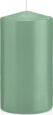 Produktbild von Stumpenkerzen mit Abbrandschutz Reseda (Kerzen in Cellophan gewickelt) 100 x 60 mm 16 Stück für den sicheren Abbrand von Kerzen auf Adventskränzen und Gestecken