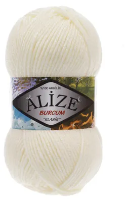 100g Strickgarn Strickwolle ALIZE BURCUM uni 62 creme