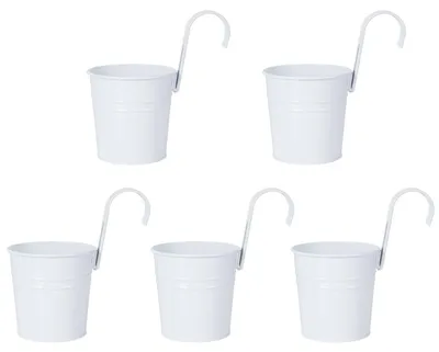 Produktbild von Hängende Blumentopf Set von 5 Stück, Metall mit Abflussloch