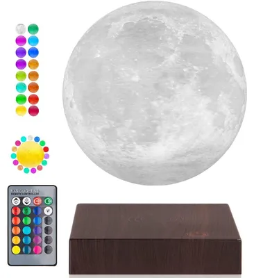 Produktbild von Levitierte Mondlampe mit 16 Farben LED – schwebendes Nachtlämpchen für Zuhause und Büro