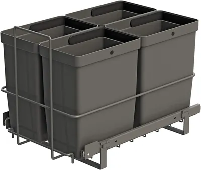 Immagine prodotto di Contenitore per rifiuti estraibile, con 4 scomparti, capacità 4 x 8 litri, colore antracite, per la cucina