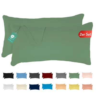Produktbild von Jersey Kissenbezug 2er Set 40x60 cm 100% Baumwolle Lichtgrün