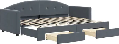 Obrázok produktu pre vidaXL Rozťahovacia denná posteľ so zásuvkami tmavosivá 80x200 cm zamat
