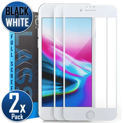 Produktbild von 2x Full Screen Panzerfolie für iPhone SE 2022 / SE 2020 (SE 3 / SE 2) in Weiss Full Cover Schutzglas Panzerglas 9H