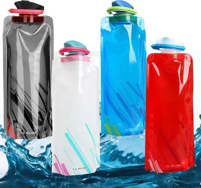 Obrázek produktu pro Sada 4 kusů opakovaně použitelných skládacích lahví na pití, 700 ml, se šroubovacím uzávěrem