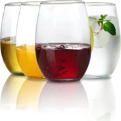Produktbild von Stiellose Weingläser, transparente Trinkgläser, 4er-Set, ideal für Sommergetränke, bruchsicher, spülmaschinenfest