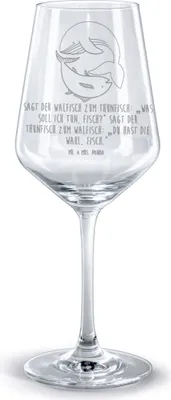 Produktbild von Mr. & Mrs. Panda weinglas graviert Walfisch Thunfisch - Transparent - Geschenk, Wahl, Kelch, Spruch Des Tages, Witz, Lustig, Tunfisch, Burgunderglas, glas für rotwein