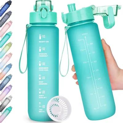 Produktbild von AOHAN Trinkflasche 1L BPA-frei Sport Auslaufsicher Zeitmarkierung Fitness Büro Schule Yoga