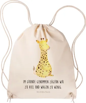 Produktbild von Mr. & Mrs. Panda Jutebeutel Giraffe Zufrieden - Transparent - Geschenk, Afrika, wander rucksack, Abenteuer, Beutel, Turnbeutel, gymnastiktasche, Sportbeutel Kindergarten