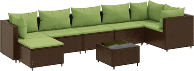 Obrázok produktu pre vidaXL 8-dielna záhradná súprava s vankúšmi Brown Poly Rattan