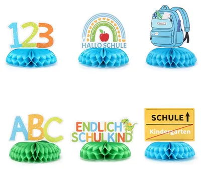 Productafbeelding van 6 Stuks Decoratie Bienenwabe voor Schoolstart, Tafeldecoratie Blauw, Schoolkind 2026