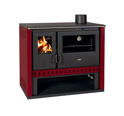 Produktbild von Kaminofen mit Backfach und Herdplatte GT FS S ROT 15 kw Ofen Dauerbrandofen Werkstattofen Schwedenofen
