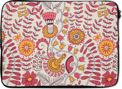 Produktbild von MuchoWow® Laptop Hülle 13 Zoll Blumen - Design - Rosa - Orange Laptoptasche - Laptophülle - Sleeve - Rundumschutz