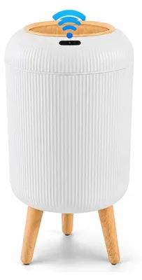 Immagine prodotto di Contenitore per rifiuti intelligente, bianco, da 12 litri, ideale per cucina e bagno, con coperchio e piedini