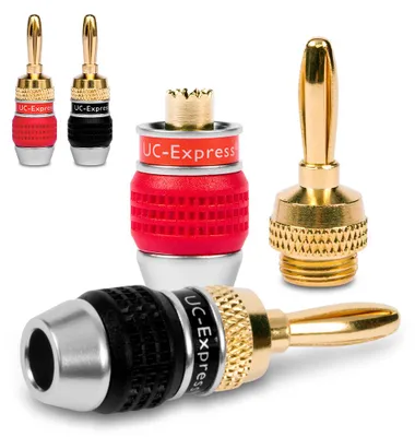 Produktbild von Bananenstecker für Lautsprecherkabel 4x Stecker NEXMEX Vergoldet Steckverbinder