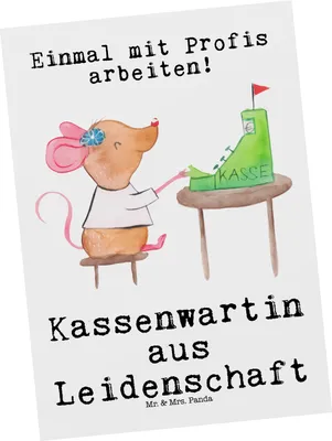 Produktbild von Mr. & Mrs. Panda Postkarte Kassenwartin Leidenschaft - Weiß - Geschenk, Fotokarte, Verein, Ansichtskarte, Ansichtskarten, Lustig, Grußkarte, Witzig, Postkarten, Spruch
