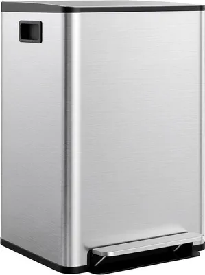 Produktbild von Abfalleimer mit 2x30L-Beuteln, weichschließendem Deckel, fingerabdruckfest, Edelstahl, Silber