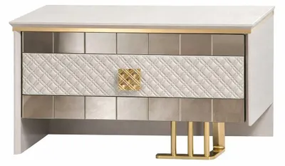 Productafbeelding van Nachtkastje, modern, beige, met gouden accenten, design nachtkastje, hout
