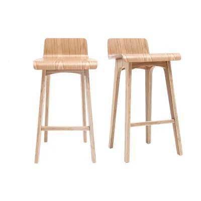 Produktbild von Miliboo - Skandinavischer Barhocker aus hellem Holz H65 cm (2er-Set) BALTIK