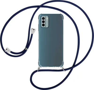Produktbild von Handykette Backcover-Schutzhülle mit Band (Metall silberfarben) für Nokia G22 (6.5'') - dunkelblau